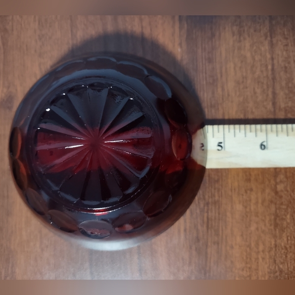 7pc Anchor Hocking Royal Ruby Red Thumbprint Pattern 1 Large & 6 Small Bowls - Picture 5 of 6